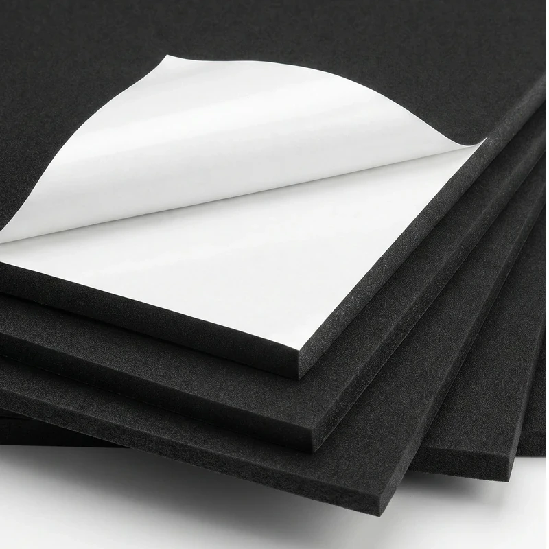 Micro-cellular PU foam pad sheets with peel-off adhesive liner